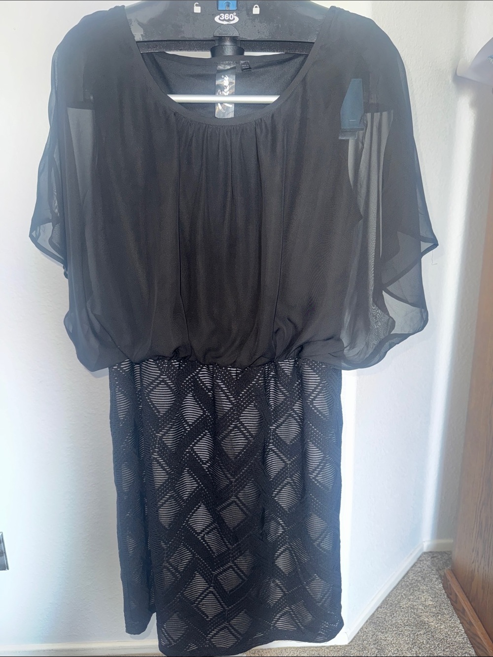 Trixxi Black Sheer Blouson Midi Dress